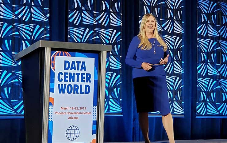 Dr. Julie Albright during her keynote presentation at the Data Center World 2019 conference in Phoenix. (Photo: Rich Miller)