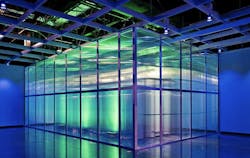 An illuminated rack containment system within an Aligned Energy facility. (Photo: Aligned Energy) An illuminated rack containment system within an Aligned Energy facility. (Photo: Aligned Energy)