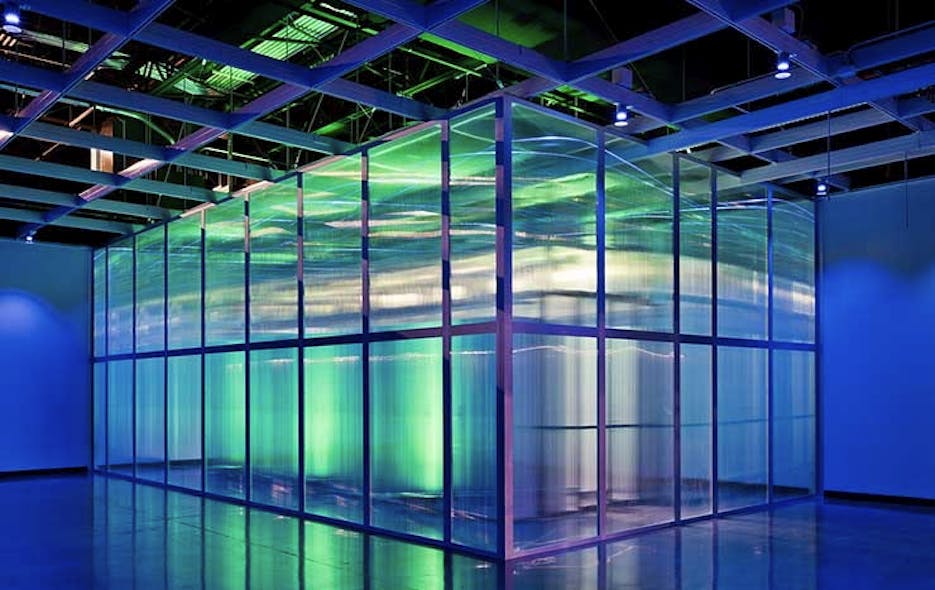 An illuminated rack containment system within an Aligned Energy facility. (Photo: Aligned Energy)