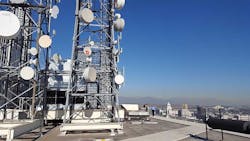 The rooftop of the One Wilshire carrier hotel in Los Angeles illustrates how wireless infrastructure can boost data center properties. The emergence of 5G wireless may create more examples. (Photo: Rich Miller)