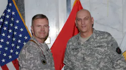 Salute Mision Critical Chairman Lee Kirby (left) with General Ray Odierno, the Chief of Staff of the Army in Iraq. Kirby served as Deputy Chief of Staff of the Multi-National Corps in Iraq before founding Salute. (Photo: Salute Inc.)