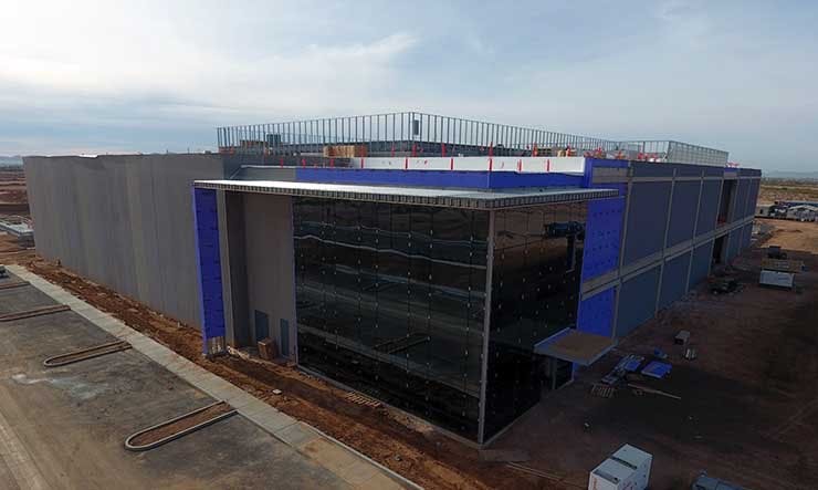 The first building on the EdgeCore Internet Real Estate data center campus in Mesa, Airzona is nearing completion. (Photo: EdgeCore)