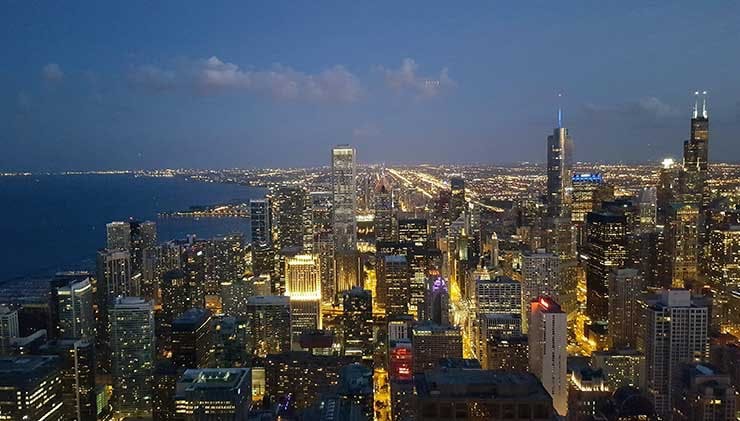 Downtown Chicago, as seen from the 94th floor of the John Hancock Center. The city is one of the nation&rsquo;s major data center markets. (Photo: Rich Miller)