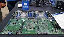 There was lots of new hardware options this year, prompted by growth in AI and IoT demand. Cavium displayed its Thunder X2 dual socket ARM server at the Open Compute Summit in Santa Clara. (Photo: Rich Miller)