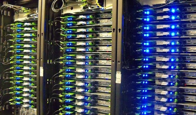 A row of Facebook servers inside one of the company&rsquo;s data centers in North Carolina. (Photo; Rich Miller)