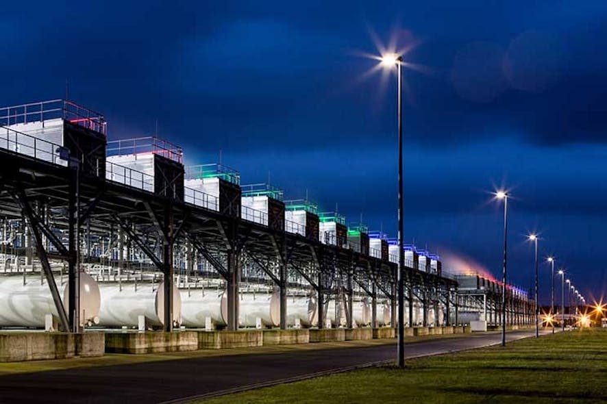 A row of cooling towers at a Google data center in Belgium. (Photo: Google)
