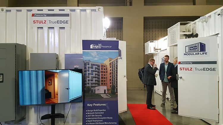 Data center modules on display at the recent Edge Congress conference in Austin, Texas. (Photo: Rich Miller)