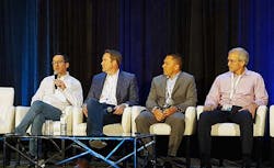 Jonathan Atkin of RBC Capital (at left) speaks on an investment panel at the Edge Congress in Austin. Other panelists (left to right) include Phil Kelley from Crown Castle, Christof Hammerli of Landmark Infrastructure, and DataBank CEO Raul Martynek. (Photo: Rich Miller) Jonathan Atkin of RBC Capital (at left) speaks on an investment panel at the Edge Congress in Austin. Other panelists (left to right) include Phil Kelley from Crown Castle, Christof Hammerli of Landmark Infrastructure, and DataBank CEO Raul Martynek. (Photo: Rich Miller)