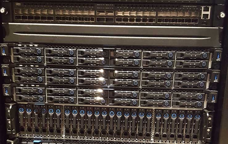 A rack of servers on display. (Photo: Rich Miller)