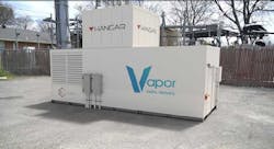 A Vapor Edge Module with a Hangar drone system mounted on the top of the modular data center. (Image: Vapor IO) A Vapor Edge Module with a Hangar drone system mounted on the top of the modular data center. (Image: Vapor IO)