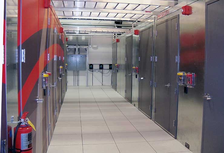 The smaller footprint of lithium-ion batteries makes them ideal for use in modular data centers, which are designed to fit large amounts of equipment into a smaller space. (Photo: Rich Miller)