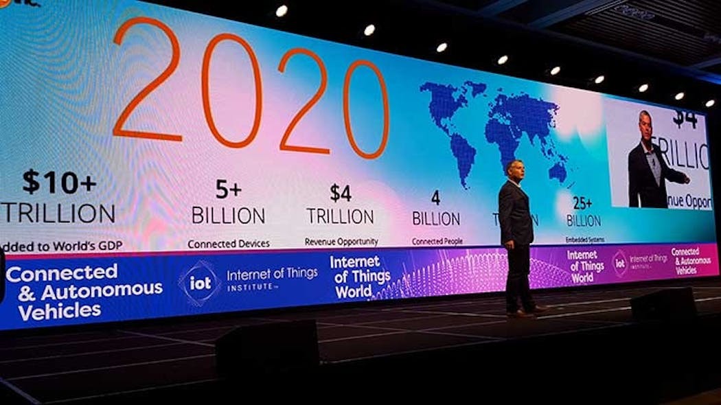 How much data will the Internet of Things generate? Lots of it, as we are reminded in this keynote slide from IoT World 2017. (Photo: Rich Miller)