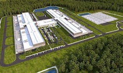An illustration of the 970,000 square foot first phase of the Facebook Data Center in Newton County, Georgia. (Image: Facebook)