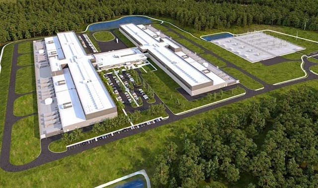 An illustration of the 970,000 square foot first phase of the Facebook Data Center in Newton County, Georgia. (Image: Facebook)