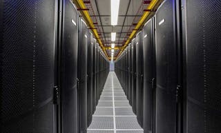 Rows of server cabinets inside the Equinix SY4 data center. (Photo: Equinix)