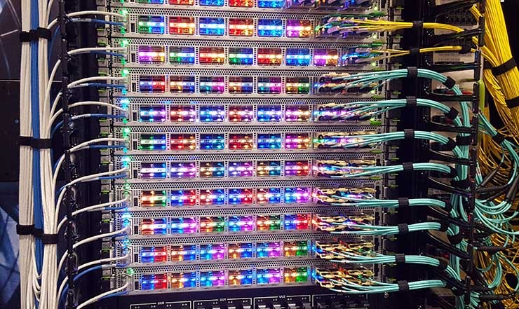 A close-up of the Facebook Fabric Aggregator on display at the recent Open Compute Summit 2018 in San Jose, Ca. (Photo: Rich Miller)