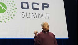 Open Compute Project Chairman and President Mark Roenigk speaks at the 2018 OCP Summit Tuesday in San Jose, Calif. (Photo: Rich Miller) Open Compute Project Chairman and President Mark Roenigk speaks at the 2018 OCP Summit Tuesday in San Jose, Calif. (Photo: Rich Miller)