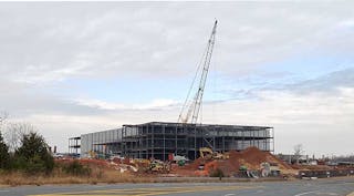 A QTS Data Centers facility under construction in Ashburn, Virginia. The company just announced a 24-megawatt lease in nearby Manassas. (Photo: Rich Miller)