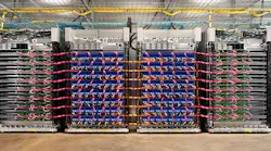 A Google “TPU pod” built with 64 second-generation TPUs delivers up to 11.5 petaflops of machine learning acceleration. (Photo: Google)