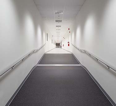 This 400-foot long hallway runs the length of the TierPoint facility in TekPark near Allentown, Pa. (Photo: Rich Miller)