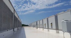 A view of the roof of the new CloudHQ data center in Manassas, Virginia shows some of the 152 Kyoto Cooling units supporting the facility. (Photo: Rich Miller)