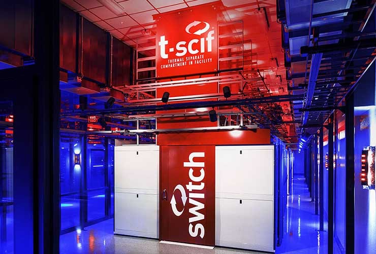 A TSCIF aisle containment system inside the SUPERNAP campus in Las Vegas. (Photo: Switch)