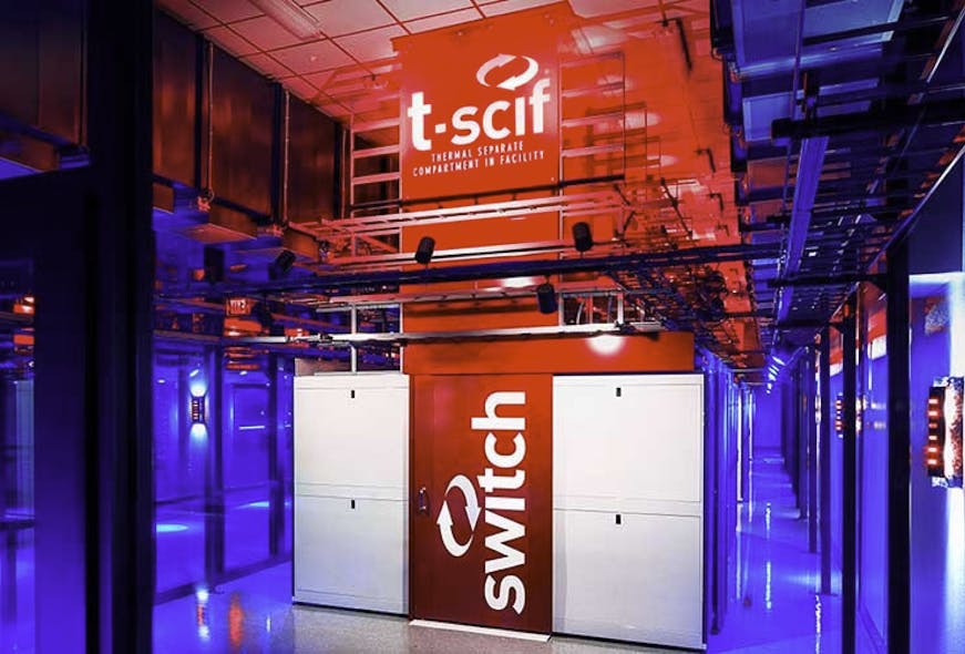A TSCIF aisle containment system inside the SUPERNAP campus in Las Vegas. (Photo: Switch)
