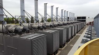 A row of emergency backup generators at the RagingWire CA3 data center in Sacramento, Calif. (Photo: Rich Miller)