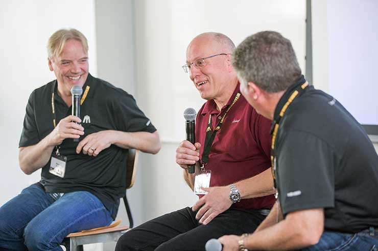 Microsoft&rsquo;s Christian Belady (center) shares on data center growth at the Infrastructure Masons Summit last week in Palo Alto, Calif. , with moderator Dean Nelson of Uber (left) and panelists Joe Kava of Google. (Photo: Infrastructure Masons)