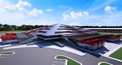 An illustration of the first phase of the Switch Grand Rapids data center, which is being built in the former Steelcase Pyramid building. (Image: Switch) An illustration of the first phase of the Switch Grand Rapids data center, which is being built in the former Steelcase Pyramid building. (Image: Switch)