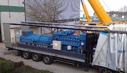 A Diesel Rotary Uninterruptible Power Supply (DRUPS) power module being installed at a data center. (Image: Euro-Diesel) A Diesel Rotary Uninterruptible Power Supply (DRUPS) power module being installed at a data center. (Image: Euro-Diesel)