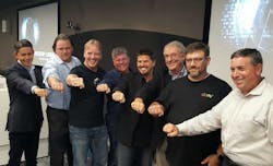 The Infrastructure Masons advisory council: From left: Jeremy Rodriguez , Ty Schmitt (Dell), Dean Nelson (Uber), Joe Kava (Google), Rob Roy (Switch SUPERNAPs), Peter Gross (Bloom Energy), Eddie Schutter (eBay), Tom Furlong (Facebook). Not pictured: Jim Smith (Microsoft) and Christian Belady (Microsoft). (Photo: Rich Miller) The Infrastructure Masons advisory council: From left: Jeremy Rodriguez , Ty Schmitt (Dell), Dean Nelson (Uber), Joe Kava (Google), Rob Roy (Switch SUPERNAPs), Peter Gross (Bloom Energy), Eddie Schutter (eBay), Tom Furlong (Facebook). Not pictured: Jim Smith (Microsoft) and Christian Belady (Microsoft). (Photo: Rich Miller)