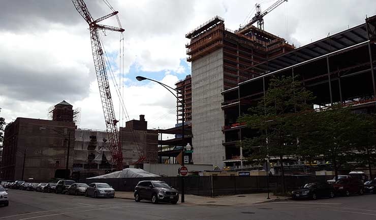 This open space is where Digital Realty plans to build 330 East Cermak, a 12-story data center property. The site is next door to Digital&rsquo;s existing data center hub at 350 East Cermak. (Photo: Rich Miller)