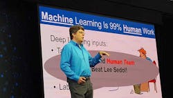 Oren Etzioni, CEO of the Allen Institue on AI, speaks at the recent O’Reilly AI conference in New York. (Photo: Rich Miller) Oren Etzioni, CEO of the Allen Institue on AI, speaks at the recent O’Reilly AI conference in New York. (Photo: Rich Miller)