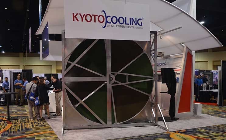 A KyotoCooling heat wheel on display at an Air Enterprises booth at an industry trade show. (Photo: Rich Miller)