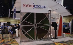 A KyotoCooling heat wheel on display at an Air Enterprises booth at an industry trade show. (Photo: Rich Miller)