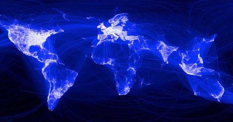 A visualization of the global network of Facebook connections. (Source: Facebook, Paul Butler)
