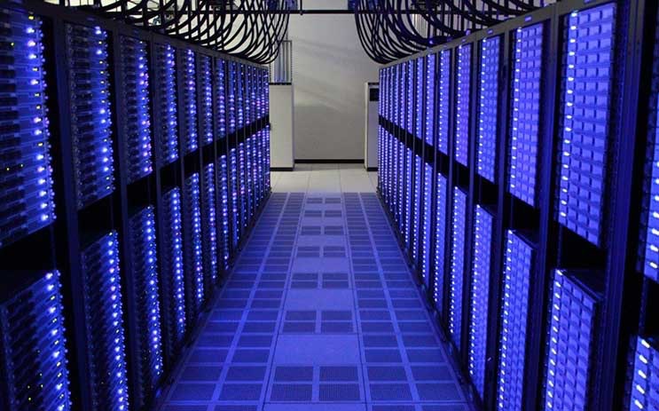 High-density racks filled with servers in a LinkedIn data center near Dallas. (Photo: LinkedIn)