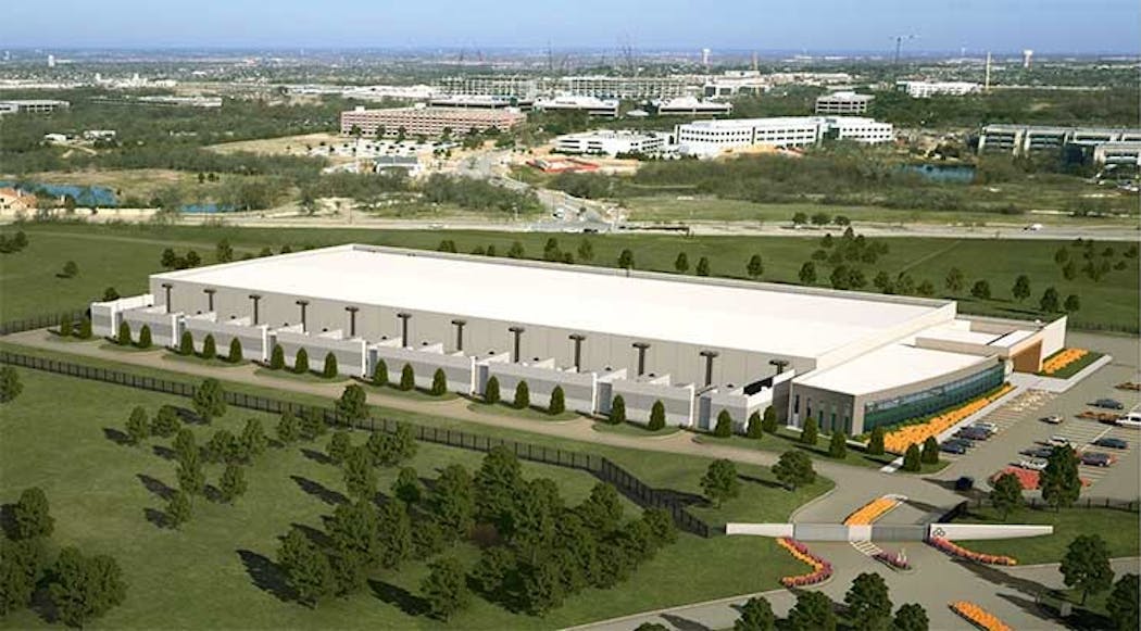 An illustration of the first phase of ther Skybox Legacy data center campus in the Legacy business park in Plano. (Image: Skybox Datacenters)