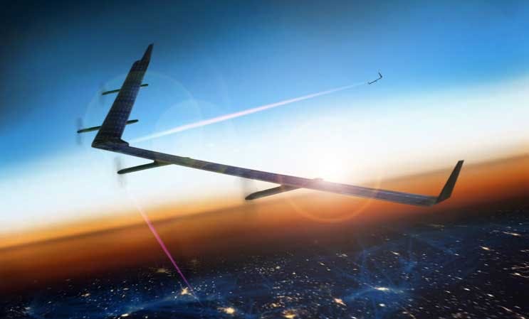 An illustration of solar-powered drones that Facebook is developing to bring wireless Internet to the world. (Image: Facebook)
