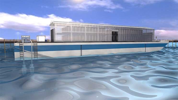 An illustration of a floating data center being developed by Nautilus Data Technologies. (Image: Nautilus Data)