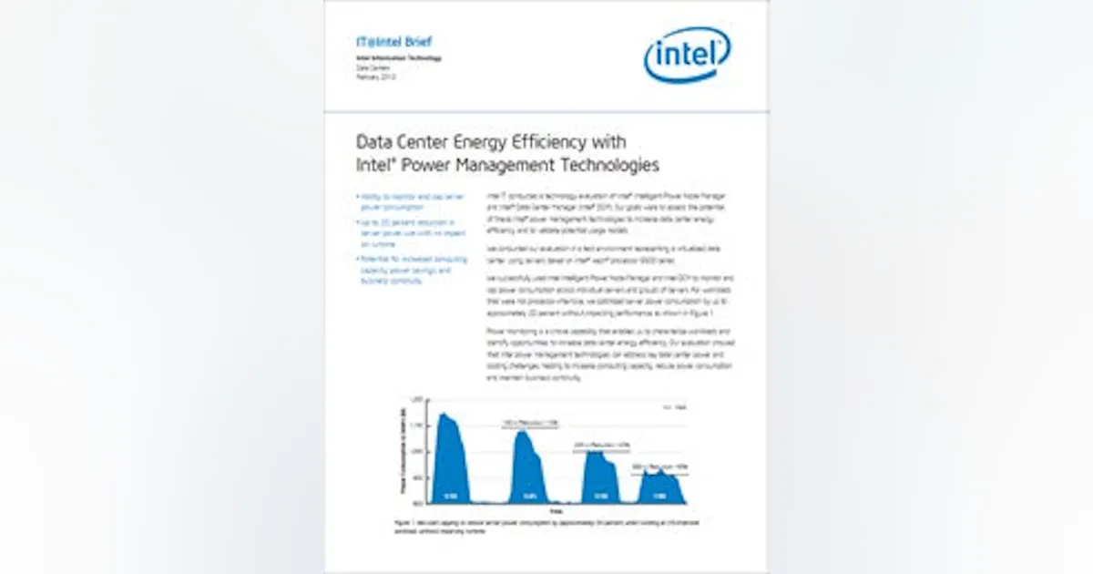 Data Center Energy Efficiency with Intel Power Management Technologies ...