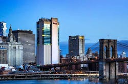 The Sabey Intergate.Manhattan building in New York CIty stands by the Brooklyn Bridge. (Photo: Sabey Data Centers) The Sabey Intergate.Manhattan building in New York CIty stands by the Brooklyn Bridge. (Photo: Sabey Data Centers)