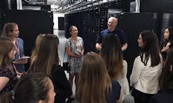 A group of engineerings students from Southern Methodist University tour the Facebook data center in Fort Worth as part of the Infrastructure Masons&rsquo; 50-50 initiative, which promotes the participation of women in technology. (Photo: iMasons)
