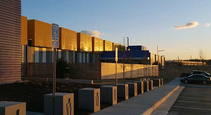 The RagingWire VA3 data center in Ashburn, Virginia at sunset. (Photo: Rich Miller)
