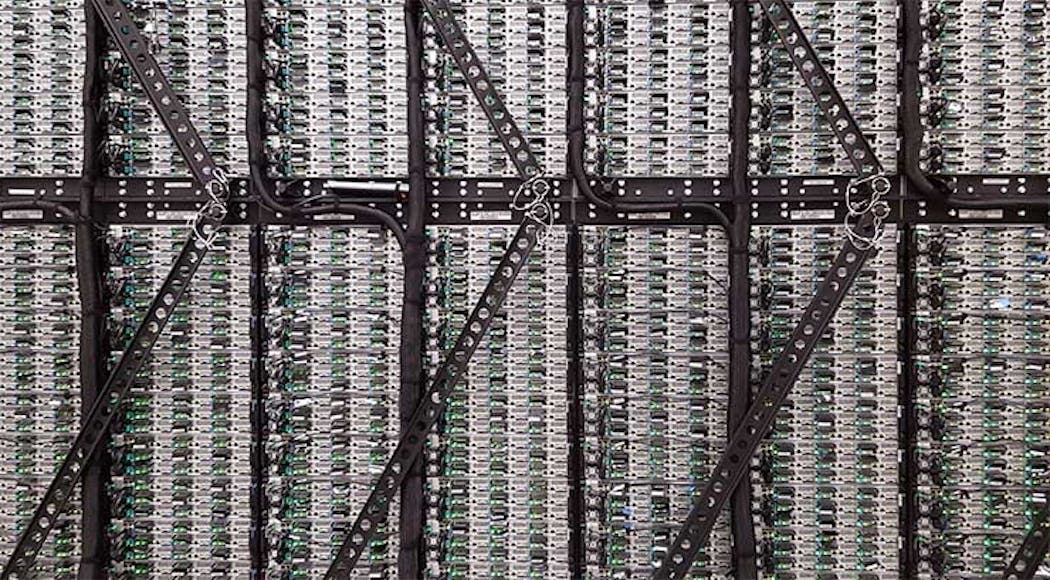 A wall of servers in an Intel data center in Santa Clara, Calif. (Photo: Rich Miller)