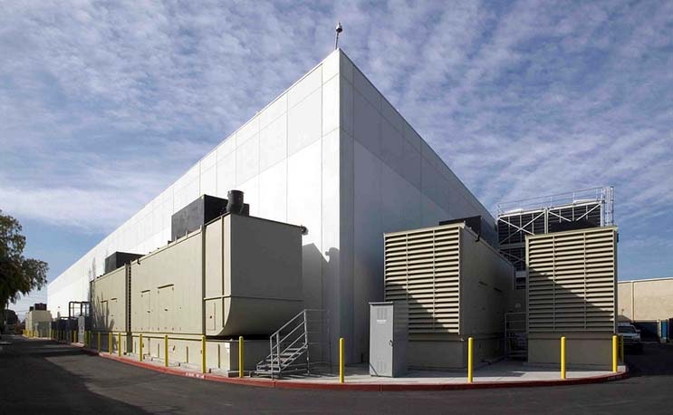 Several of the emergency backup generators outside one of Digital Realty&rsquo;s data centers in Dublin. (Photo: Digital Realty)
