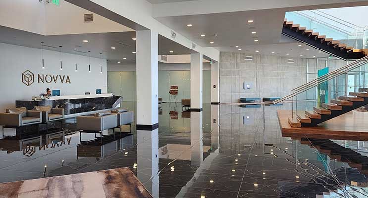 The lobby of the Novva data centers facility in West Jordan, Utah. (Photo: Rich Miller)