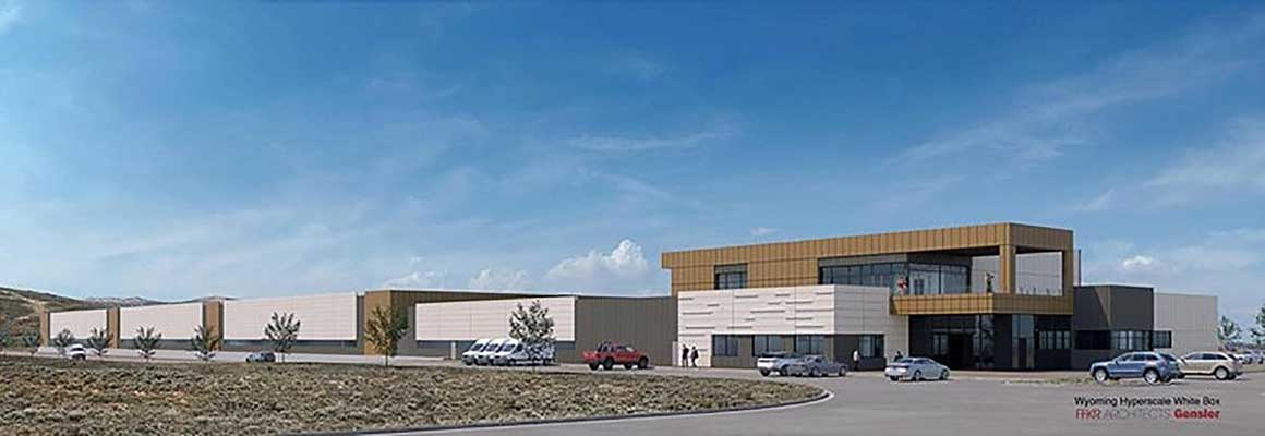 An illustration of the design for the Wyoming Hyperscale White Box data center project in Evanston, Wyoming.