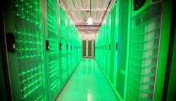 A row of high-density AI hardware within the Colovore data center in Santa Clara, California.